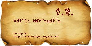 Váli Mátyás névjegykártya